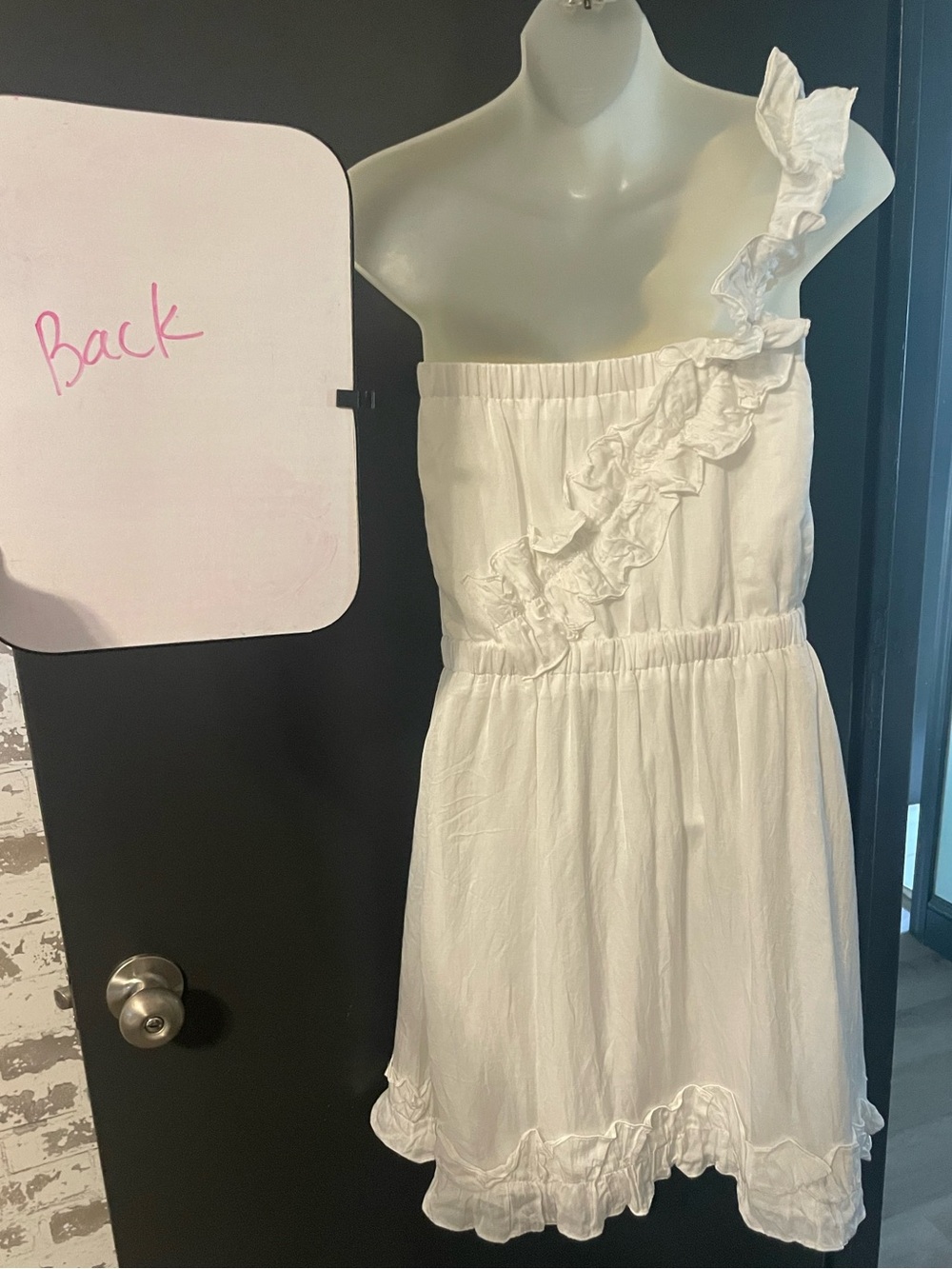 The Man Repeller x PJK White One Shoulder Ruffle Mini Dress Medium - Picture 8 of 10